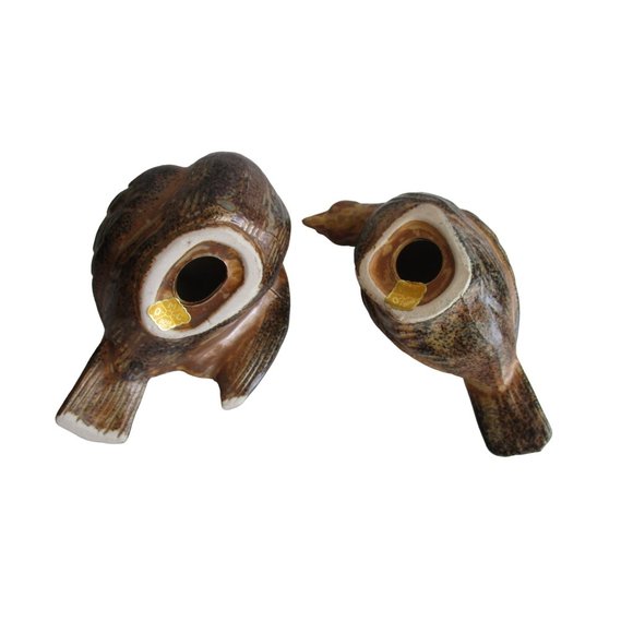 *Ceramic Brown Dove Pair Matte Glaze Finish Japan Paper Label - Picture 6 of 7